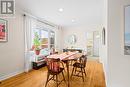 Dining space near fireplace