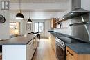 Large Caesarstone island with seating