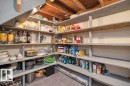 Expansive built-in shelving unit featuring multiple levels for organized storage