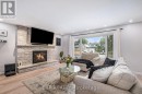 Cozy almond stone fireplace. Modern open layout Cozy almond stone fireplace. Modern open layout