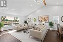 Living Room with 14' Pitched Vaulted Ceilings