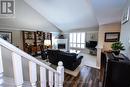 Vaulted ceiling in the living room/dining area
