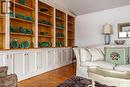 Family Room with built-in bookcases