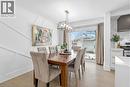Dining space featuring suspended lighting and light wood-type flooring