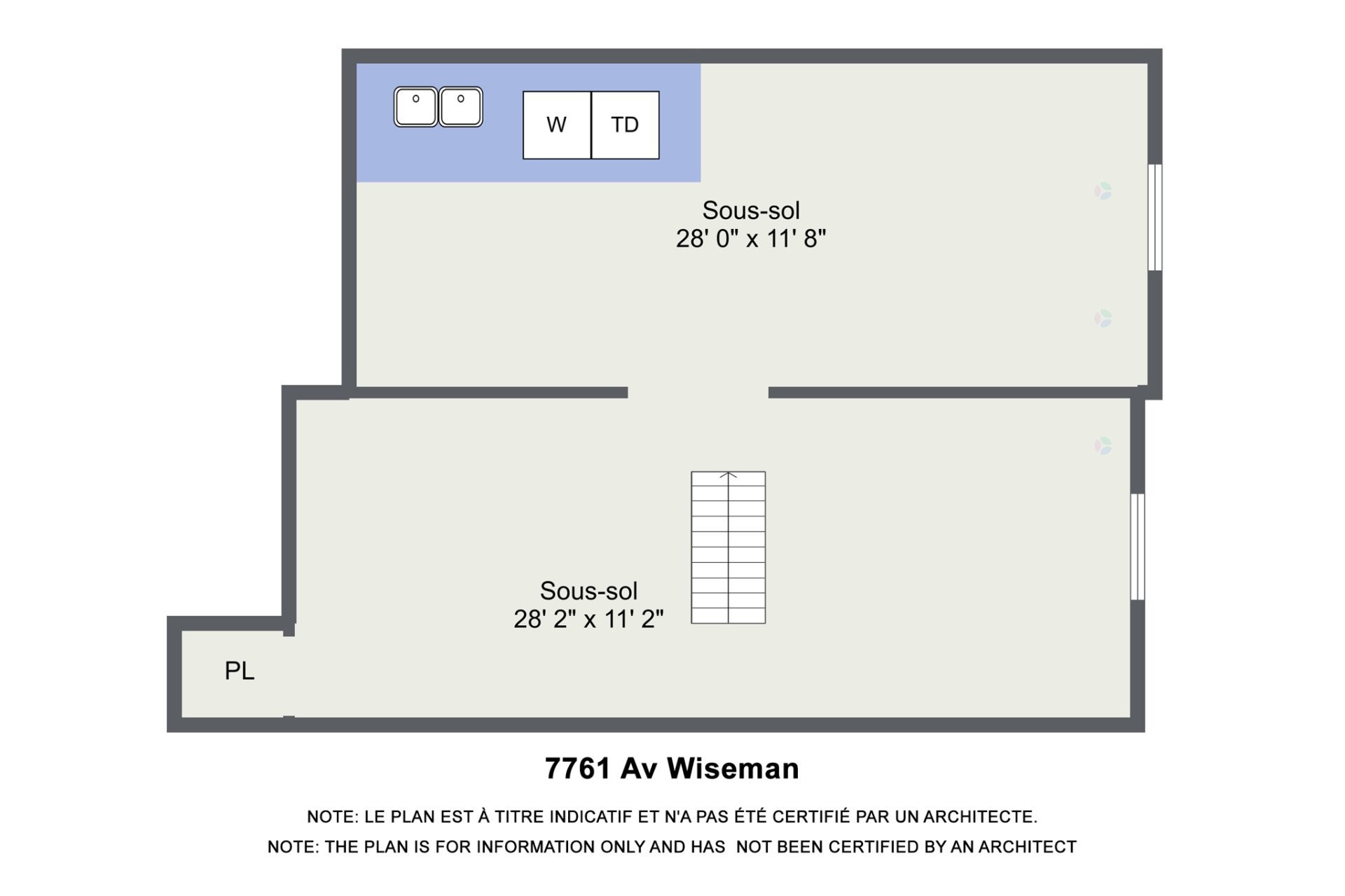 









7761


Av. Wiseman

,
Montréal (Villeray/Saint-Michel/Parc-Extension),




QC
H3N2N8

