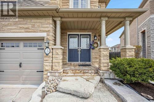 Natural stone stairs at entry