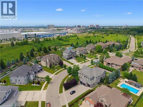 Aerial perspective showcasing a residential community with varied architectural styles