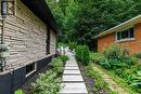Side walkway with patio stones