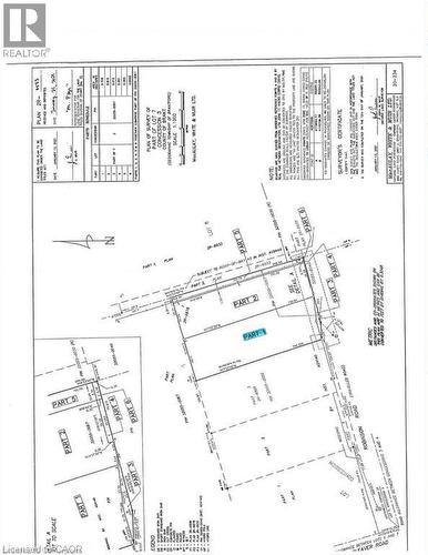 Survey Plan. Outlining the division and dimensions of multiple parcels within the property