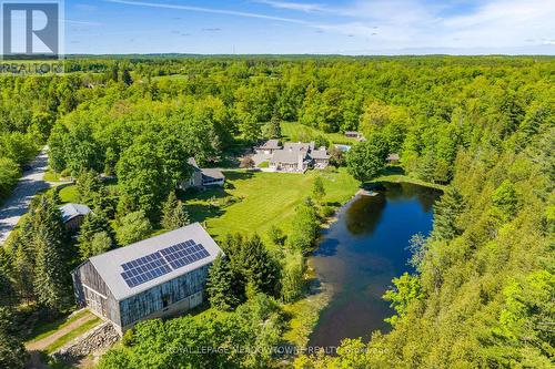 Aerial Showing Bank Barn & Pond