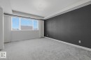 Empty room featuring light colored carpet and a raised ceiling