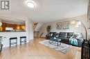 Living room & granite raised bar