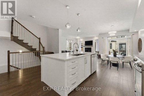Kitchen island with quartz top(virtually staged)