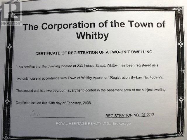 












233 PALACE STREET

,
Whitby (Downtown Whitby),




Ontario
L1N5G1

