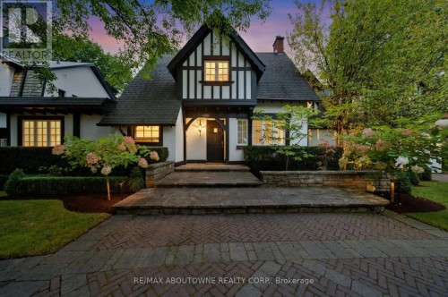 Front of house at sunset