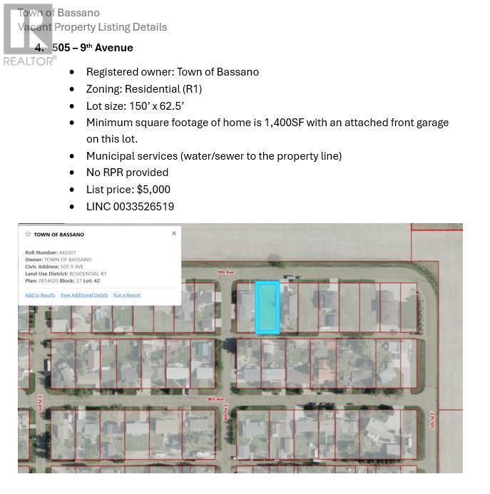 












505 9 Avenue

,
Bassano,







Alberta
T0J0B0

