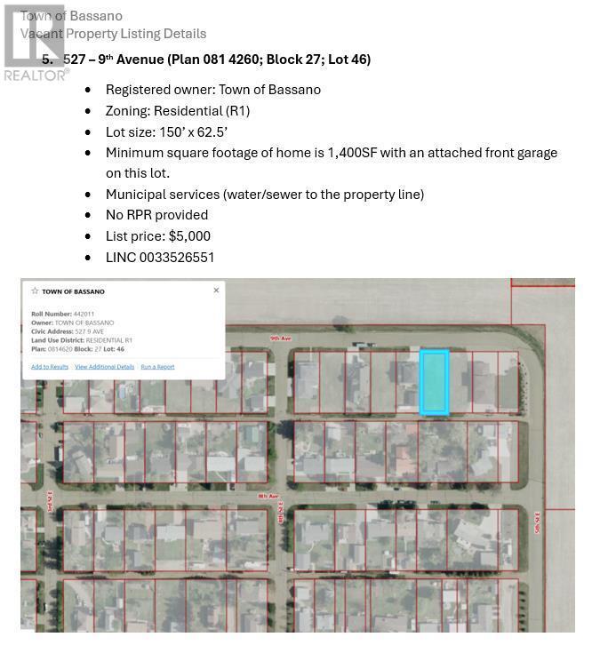 












527 9 Avenue

,
Bassano,







Alberta
T0J0B0

