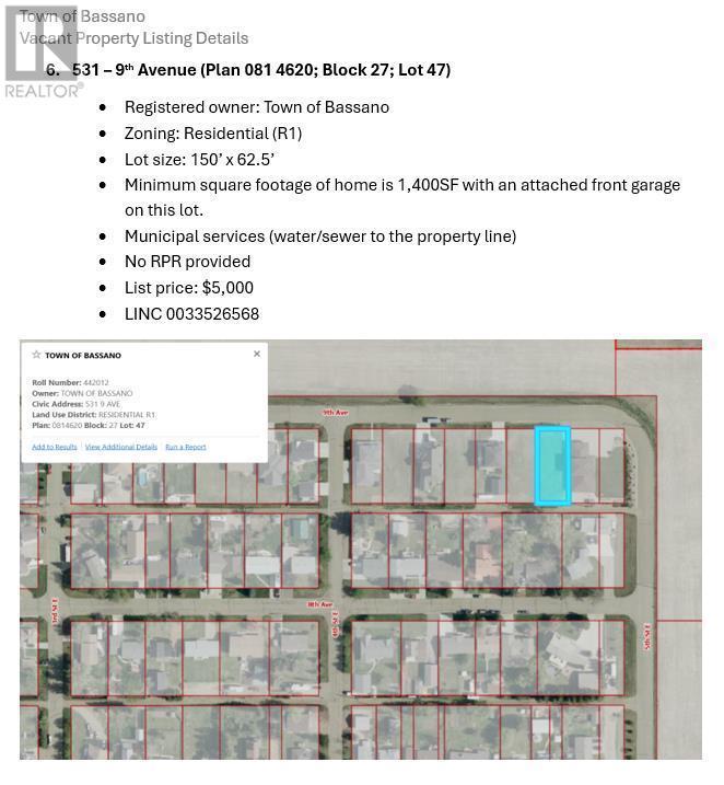












531 9 Avenue

,
Bassano,







Alberta
T0J0B0

